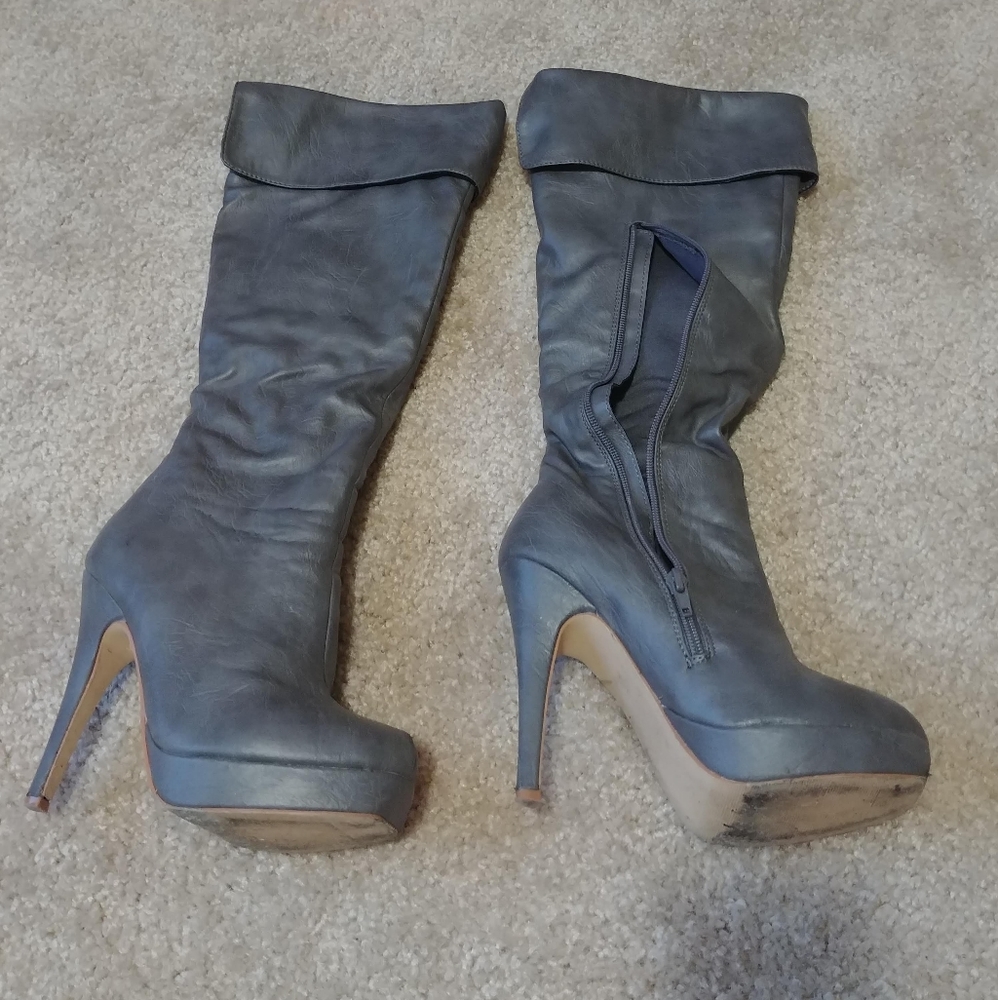 Hugh-01 Fahrenheit Stiletto Heel Boots US 5.5 Grey
